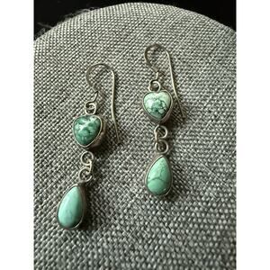 Nakai Native American Navajo Sterling Silver .925 Dangle Tirquoise Earrings